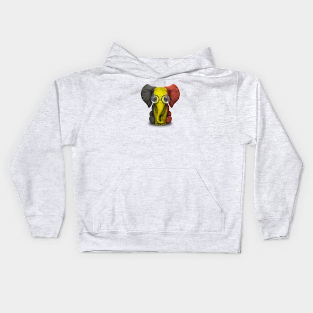 Baby Elephant with Glasses and Belgian Flag Kids Hoodie by jeffbartels